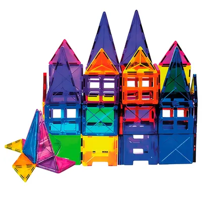 Produktbild von Springos® Bunte Magnetische 3D Bausteine 48-teilig Lern- und Konstruktionsset