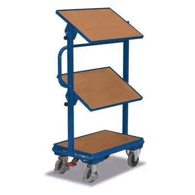 Produktbild von Beistellwagen mit 3 Holzböden neigbar + EasySTOP