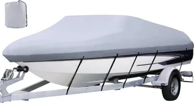 Produktbild von Bootsabdeckung Persenning Boot - Wasserdichte Bootsplane Länge 426-487 cm - V-Rumpf Abdeckung - Bootsplane mit Pflegezubehör