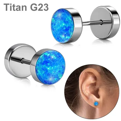 Produktbild von Titan Ohrstecker mit Opal Ohrringe mit Schraubverschluss 6 mm -