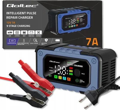 Produktbild von Qoltec Battery charger with rapair function,12V,7A