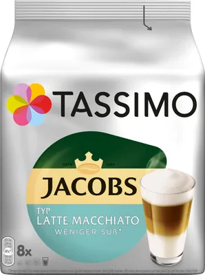 Produktbild von TASSIMO Kapseln Typ Latte Macchiato Weniger Süß Kaffeekapseln 5 x 8 Getränke