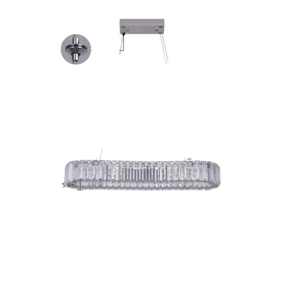 Obrázok produktu pre krištáľové závesné svetlo, výškovo nastaviteľné, stmievateľné LED, 57 cm strieborný dizajn, 57 cm strieborná, teplá biela