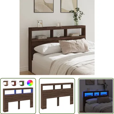 Produktbild von The Living Store LED-Kopfteil mit Ablage Braun Eichen-Optik 160x17x102 cm