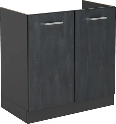 Produktbild von Spülenunterschrank Vicco R-Line Schwarz Beton 80 cm ohne Arbeitsplatte, Model 47478