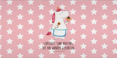 Produktbild von Mr. & Mrs. Panda kleines Handtuch Einhorn Küche - Rot Pastell - Geschenk, Einhörner, Muffin, Unicorn, 50x100, Kuchen, gesichtshandtuch, Flauschtuch, Baumwollhandtuch