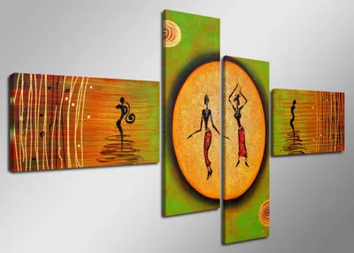 Obrázok produktu pre 6518 Africká Spiritualita Obraz na plátne 4-dielny 160x70 cm