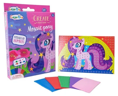Imagen del producto de Mosaico adhesivo para colorear por números - potrillo, 10 x 15 cm