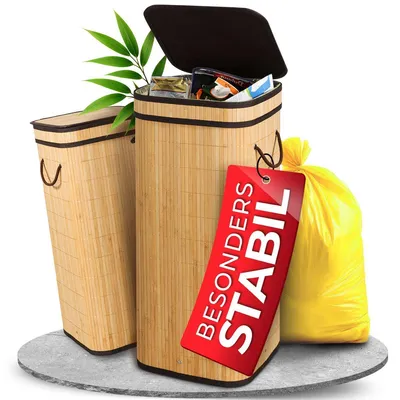 Produktbild von Heimwert Gelber Sack Behälter schön und besonders stabil - Mülleimer Gelber Sack für extra schnellen Wechsel - Gelbe Säcke ohne Durchhängen oder Sackreißen Ständer Wertstoffsammler