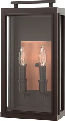 Produktbild von Wandleuchte außen Aluminium Glas H: 43,1 cm IP44 in ölgeriebenes Bronze Kupfer E14 2-flammig eckig