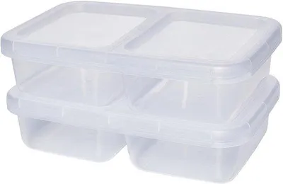 Immagine prodotto di Set di 2 contenitori riutilizzabili per alimenti, 2,4 litri, plastica senza BPA, adatti al microonde e lavabili in lavastoviglie