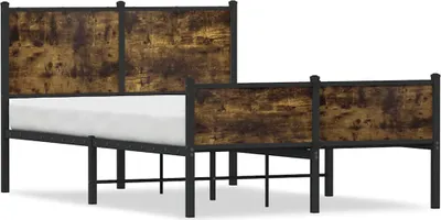 Produktbild von vidaXL Metallbett ohne Matratze Räuchereiche 120x190 cm