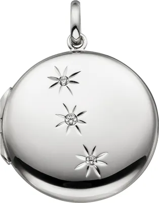Produktbild von Medaillon rund zum Öffnen für 2 Fotos 925 Sterling Silber 3 Zirkonia