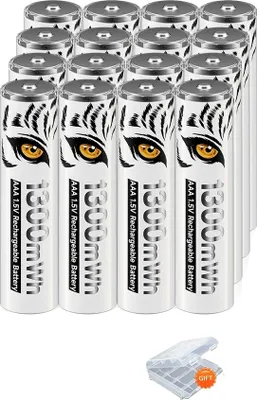 Obrázek produktu pro Dobíjecí lithium-iontové baterie, 3500mAh AA, 1300mWh AAA, 16 kusů baterií AAA
