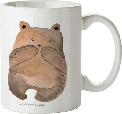 Produktbild von Mr. & Mrs. Panda Plastikbecher Bär Verlust - Weiß - Geschenk, Trauer Trauergeschenk Traurig Trösten Trost Liebeskummer, Kunststoffbecher, Kindertasse, Pott, Mehrwegbecher