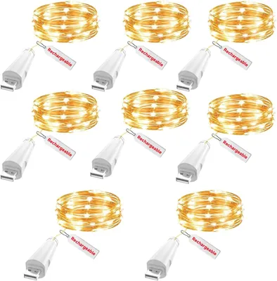 Produktbild von USB-wiederaufladbare LED-Flaschenlichter – 2 Meter, 20 LED-Lichterketten – Batteriebetrieben, geeignet für Einmachgläser