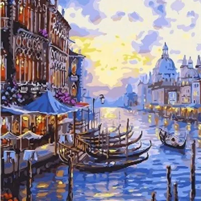 Productafbeelding van Schilderdoek "Gondel in Venetië", 40x50 cm, inclusief lijst
