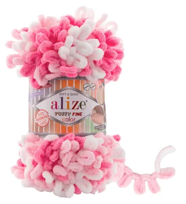 Strickgarn ALIZE Puffy Fine Color weiß, babyrosa, pink