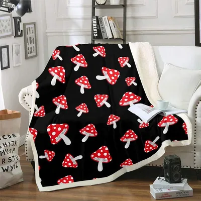 Produktbild von Elzusha - Kuscheldecke mit Pilzmotiv für Kinder