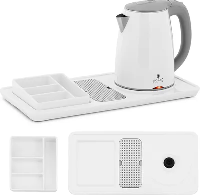Obrázok produktu pre Royal Catering Professional Hotelová kanvica - biela - 1,2 l - 1800 W - s kávovou a čajovou stanicou