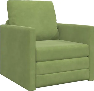 Zdjęcie produktu dla vidaXL Rozkładana sofa jasnozielona 74 x 77 x 81 cm aksamit