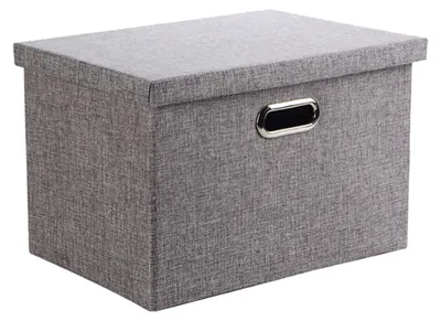 Image de Boîte de rangement avec couvercle, pliable, grise, grande (44 x 31 x 29 cm), 1 pièce