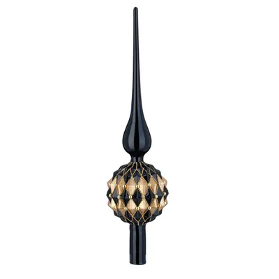 Produktbild von Christbaumspitze Glas 31cm mit Ornamenten - Ebony Black