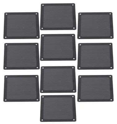 Image de Lot de 10 grilles de protection anti-poussière pour ventilateurs d'ordinateur (12 cm), à fixation par vis, en PVC, avec cadre magnétique, noir