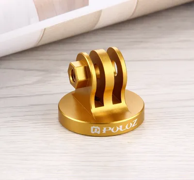Imagen del producto de Base de montaje para trípode de aleación de aluminio CNC, compatible con cámaras deportivas GoPro HERO 5 4 3+ 3 2 1, SJ4000, Xiaomi Yi. Color: dorado