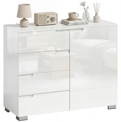 Productafbeelding van Commode met 4 lades, dressoir met 1 deur, verstelbare plank, voor woonkamer, slaapkamer, 100 x 40 x 80 cm