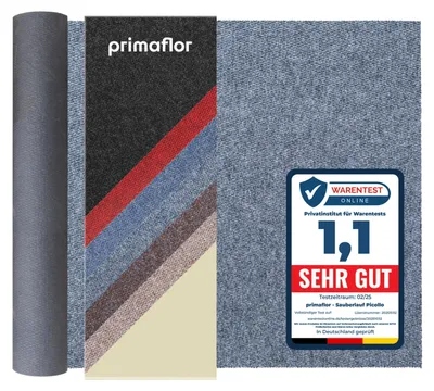Produktbild von Primaflor Sauberlauf PICOLLO - Grau-Blau - 1,00m x 3,00m - Meterware - Schmutzfangmatte in 6 Farben - Fußmatte mit rutschfestem Gel-Rücken - Antirutsch Läufer