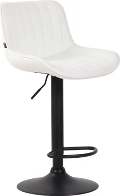 Image de Tabouret de bar CLP Lentini en similicuir, pivotant et réglable en hauteur, blanc, structure noire