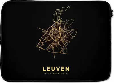 Produktbild von MuchoWow® Laptop Hülle 14 ZollLeuven - Belgien - Stadtplan - Gold - Karte Laptoptasche - Laptoptasche - Stoßsicher - Schutzhaube