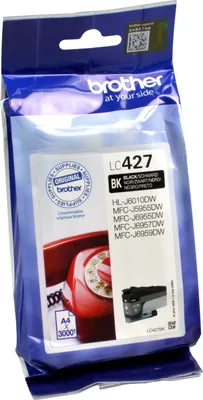 Produktbild von Brother LC-427BK, Standardertrag, Schwarz, Tinte auf Pigmentbasis, 1 Stück(e), 3000 Seiten, Einzelpackung