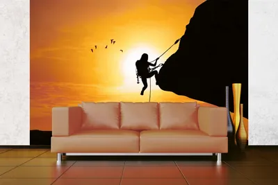 Produktbild von Vlies Fototapete BERGSTEIGERIN BEI SONNENUNTERGANG 375 x 250 cm (inkl. Kleister) - Vlies Tapete, Wandtapete, Wandbilder - Tapete für Wohnzimmer Schlafzimmer, Büro, Küche - Montagefertig
