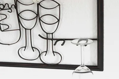 Produktbild von Weinregal mit Glashalter Wand Wandbild 091975 Flaschenständer Metall 64 cm Flaschenhalter Wandregal