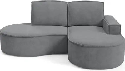 Obrázek produktu pro DomoHome Rohová sedací souprava MOLLY bez funkce spaní - půlkruhová, látka Curio bouclé, s volnými opěrnými polštáři, měkký potah bouclé, 210x157x88 cm, pravá stranaŠedá barva