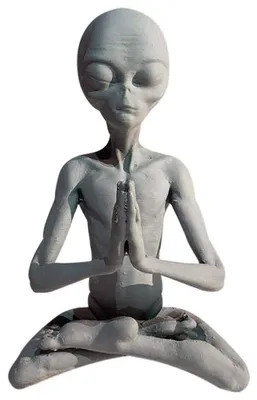 Gartenskulptur meditierender Alien, Harz, 15x6x4,5 cm