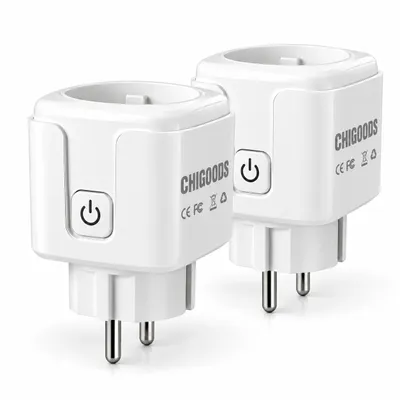 Produktbild von CHIGOODS WLAN Smart Steckdose 2er Set 16A, App, Alexa & Google Home