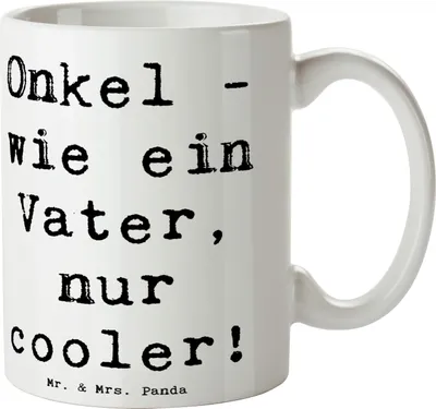 Produktbild von Mr. & Mrs. Panda Tasse Spruch Cooler Onkel - Weiß - Geschenk, Verwandtschaft, Cool, haferl, Kaffeebecher, Verwandte, Pott, Kaffeetasse, Spaß, Patenonkel, Trinkbecher