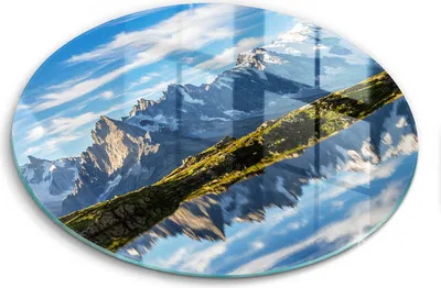 Produktbild von Glasschneideplatte - Herdabdeckplatte - fi40 cm -Schneidebrett - Spritzschutz - Berglandschaft