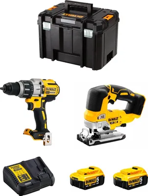 Immagine prodotto di DeWALT Kit DWK215 (DCD996 + DCS334 + 2 x 5,0 Ah + DCB115 + TSTAK VI)