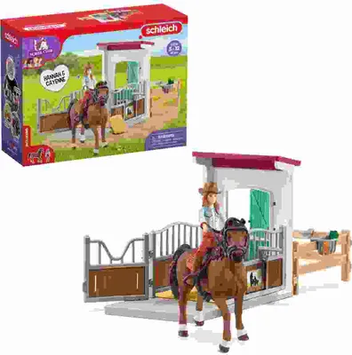 Produktbild von schleich HORSE CLUB Pferdebox mit Hannah & Cayenne - 42710, Bauernhof, Horse Stable, Horses, 5 Jahr(e), Mehrfarbig