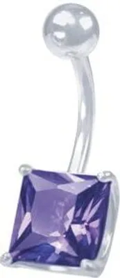 Immagine prodotto di Piercing all'ombelico in acciaio PRONG SET Pietra zirconia - Ametista