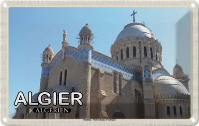 Image de vianmo Plaque en tôle 12x18 cm Algier Algerien Basilika Notre-Dame