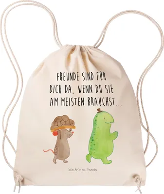 Produktbild von Mr. & Mrs. Panda Jutebeutel Schildkröte Maus - Transparent - Geschenk, Turnbeutel, Baumwolltasche, sporttasche klein, Beste Freundinnen, gym tasche, Freundin