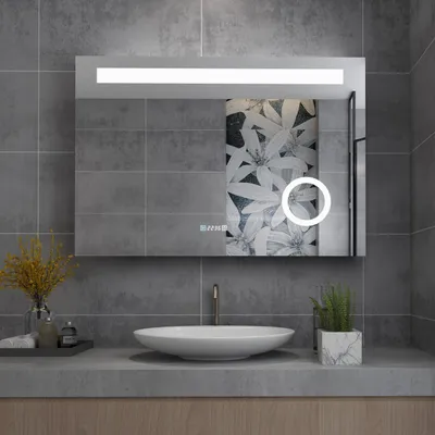 Produktbild von LISA Badspiegel 80x60cm mit LED Wandspiegel Lichtspiegel 3 Lichtfarben Dimmbar+Touch+IP44+++