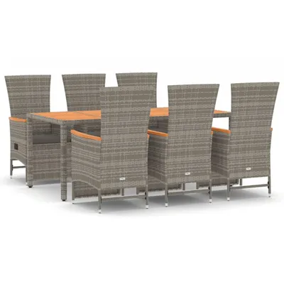 Image de vidaXL Ensemble de jardin 7 pièces avec coussins Gris Poly rotin