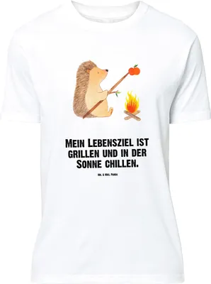 Produktbild von Mr. & Mrs. Panda Größe XL T-Shirt Igel Grillen - Weiß - Geschenk, Motivation, Lustige Sprüche, mit Spruch, Shirt, Arbeitslos, Tshirt, Sinn Des Lebens