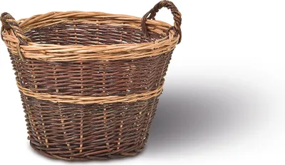 Produktbild von Holzkorb, Ø 50cm x H 35cm, Kaminholzkorb, Sammelkorb, Tragekorb, Brennholzkorb